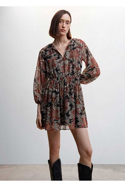 MANGO Woman Floral φόρεμα σιφόν
