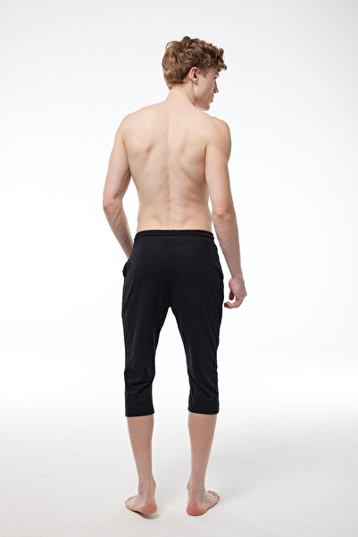 Malabadi Men's Black Waist Elastic Pocket Single Bottom Capri 6006