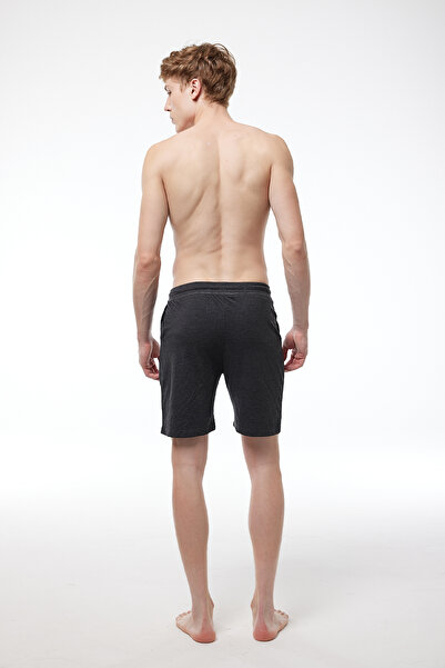 Malabadi Ανδρικό σορτς με ελαστική μέση από ανθρακί με μονό πάτο 6005