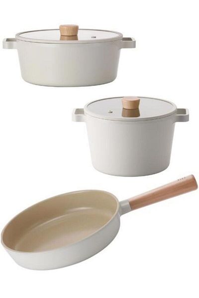 NEOFLAM Fika Glass Lid Cast Iron 5 Piece Cookware Set