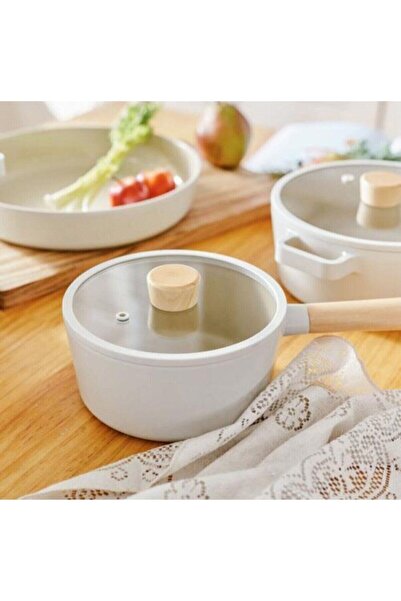 NEOFLAM Beige-22 Fika Cast Aluminum 8-Piece Cookware Set with Deep Pot