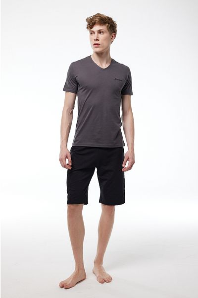 Malabadi Ανδρικό σορτς Anthracite V-Neck Σετ πιτζάμες 6023