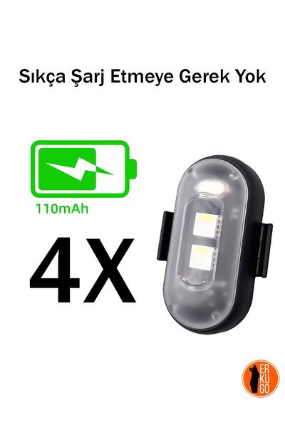 ERKUGO 4'lü Uzaktan Kumandalı Çakar Led/şarjlı Mini Led Işık/drone Işığı/anti Çarpışma Uyarı Işığı