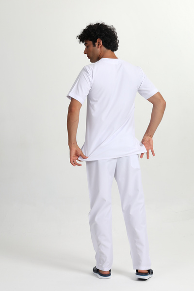 BAŞAK Men's White Envelope Collar Doctor's Student Jersey Watch Suit