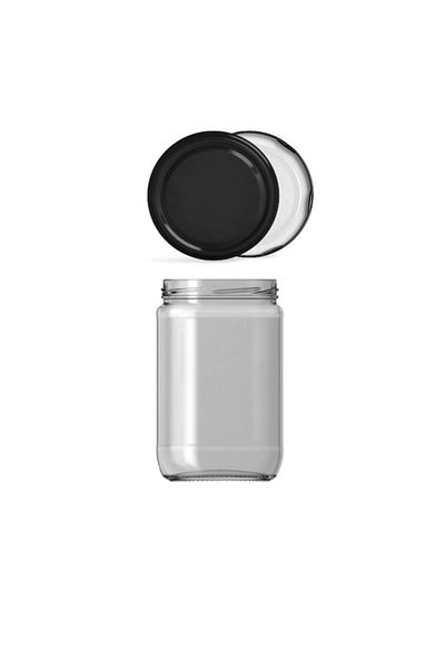Paşabahçe Glass Jar 660 Cc Black Lid 6 Pieces Canned