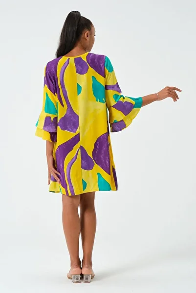 Hitit Butik Yellow Patterned Dress