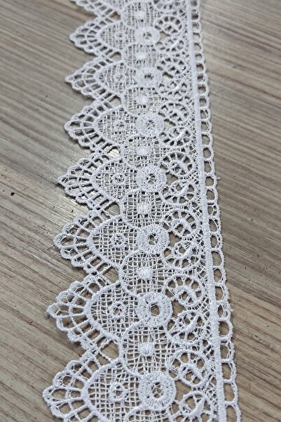 DUAYEN Güpür Dantel Kar Beyaz Rengi Şehir Desen 1 Metre