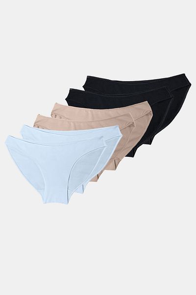 Malabadi Γυναικεία Μαύρα Λευκά Skin 6 Pack Modal εσώρουχα χαμηλής μέσης 183
