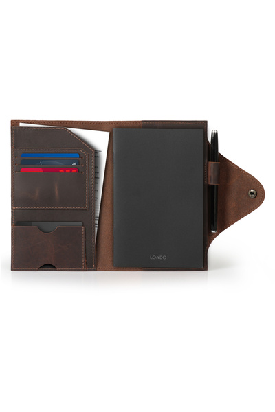 LONDO Середній розмір, натуральна шкіра, органайзер, блокнот - коричневий