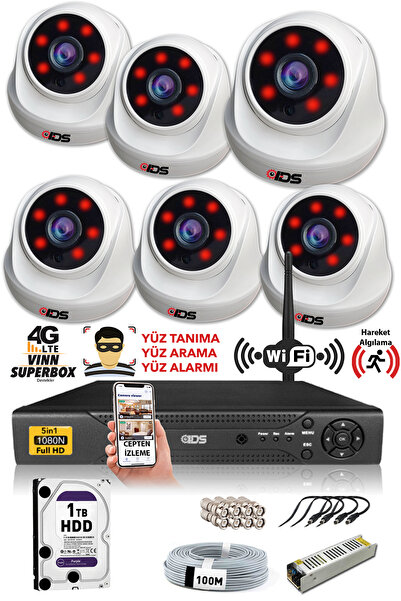 IDS 6 Kameralı Set - 5mp Sony Lensli Fullhd Gece Görüşlü Güvenlik Kamerası Si...