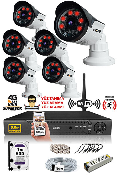 IDS - 6 Kameralı 5mp Sony Lensli 1080p Fullhd Güvenlik Kamerası Sistemi - Cep...