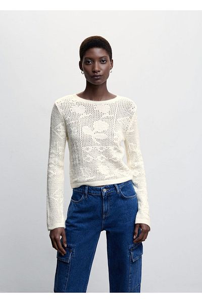 MANGO Woman Floral Knitted Sweater