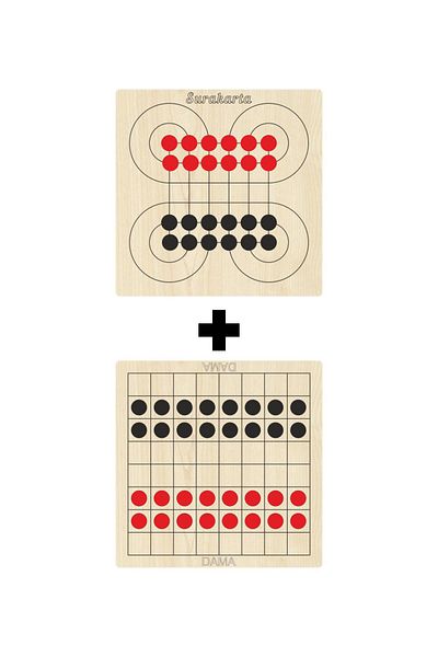 Ahtek Wooden Checkers + Surakarta Mind, Intelligence, Strategy and Skill Games Set