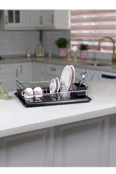 HIMYHOME Kristal Tepsili Modern Krom Bulaşıklık Tabaklık Bulaşık Sepeti Mutfa...