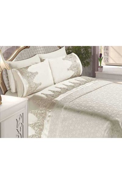 bursa çeyiz Cream Color French Lace Pique Set