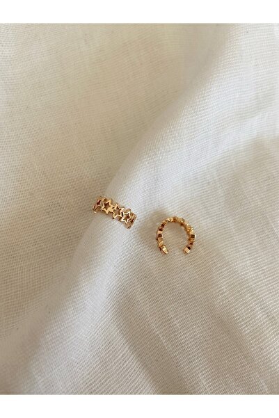 AksesuarVadisi Altın Kaplama Mini Yıldızlı Kıkırdak Küpe