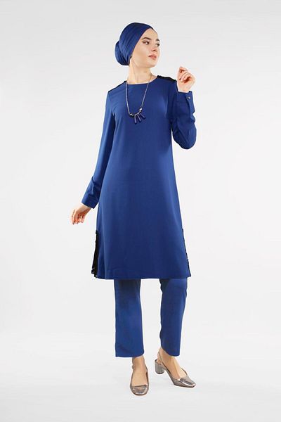 TRENDTESETTÜR Σετ Navy Blue Indigo - Παντελόνι 2 τεμαχίων με παγιέτες 7547