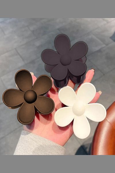 BAHELS Trendy 3dílná sada spony s hnědým květem sedmikrásky