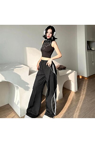 DENİKK Trend Parachute Fabric Soft Textured Black Color Pocket Trousers