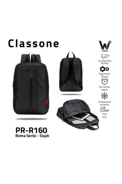 Classone حقيبة ظهر للكمبيوتر المحمول باللون الأسود مقاس 15.6 بوصة من سلسلة ROMA - PR-R160