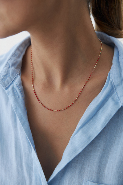 YAVUZ KUYUMCULUK 14 Ayar Altın Kırmızı Mineli Golf Zincir