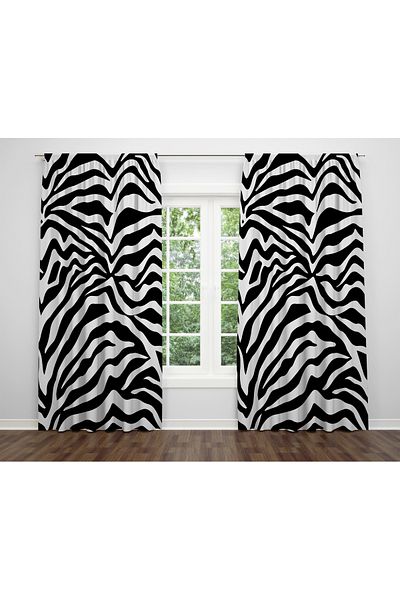 ALBANHOME Zebra Pattern Digital Printing Double Wing Background Curtain