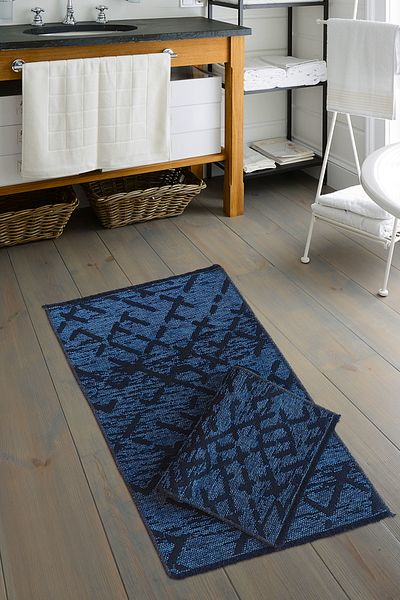 ALANUR Home Roman Chenille Woven Μπάνιο 2 τεμαχίων Σετ Τουαλέτας Antique Blue
