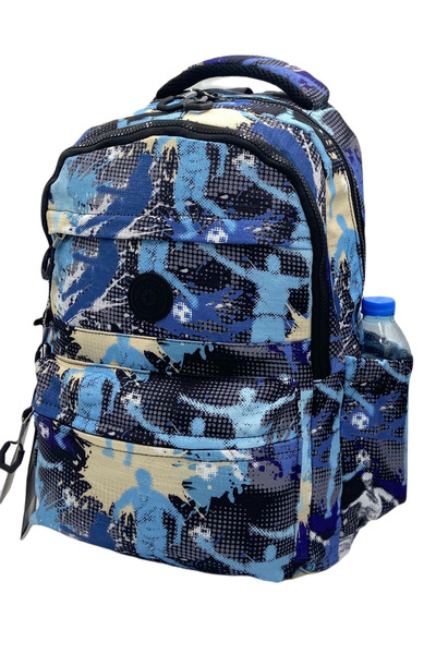 Bevitton Water Repellent Fabric School Bag Unisex School Backpack 20289 Blue-Silvery
