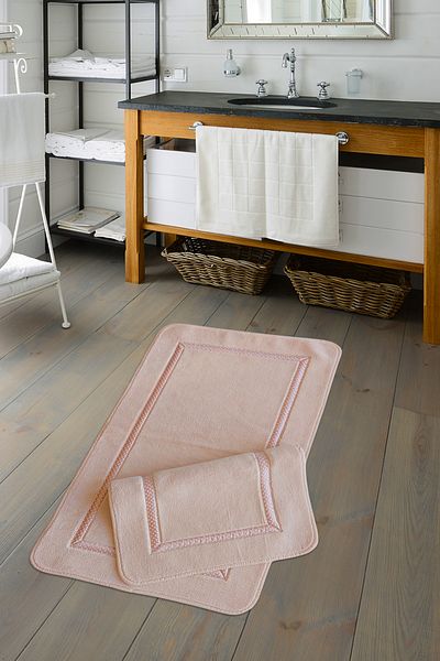 ALANUR Σετ καθίσματος τουαλέτας Royal Jacquard Cotton 2 τεμαχίων Πούδρα μπάνιου