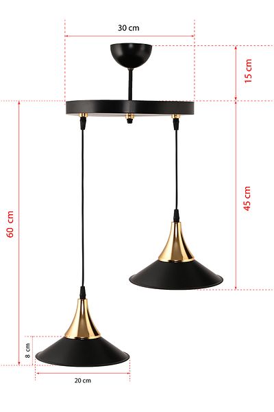 DEDE CHANDELIER WITH DOUBLE EMBUDO TRAY WITH GOLD FUNNLE JAPANESE HAT