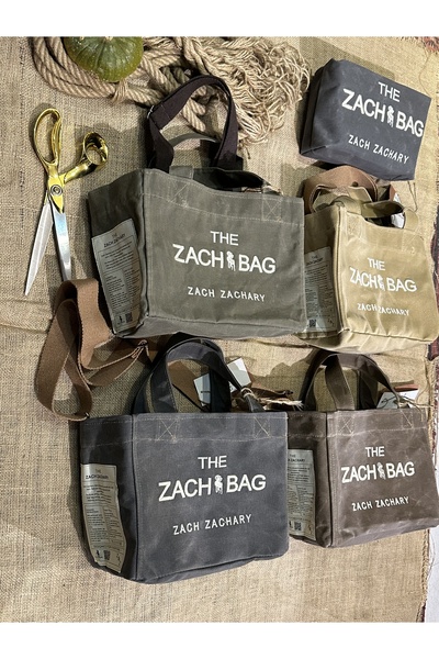 ZACH ZACHARY Haki Omuz Askılı Magnetli Kanvas Kumaş The Tote Bag