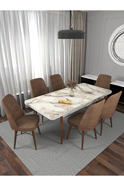 Kaffahome Riff 80x130 Efes Suntalem Açılabilir Yemek Masası , Yemek Masası Ta...