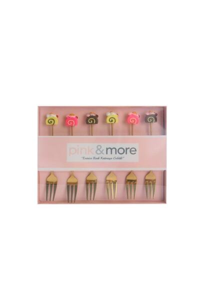 AROW Pink&More Altın Sarısı 6 Lı Çatal Cheesecake