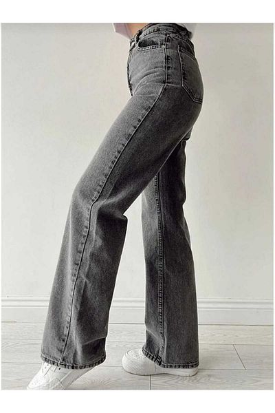 geenz manifacture Santaclara Anii 90 Spălarea zăpezii Lycra gri zăpadă Talie super înaltă Picior lat Blugi largi Pantaloni Palazzo