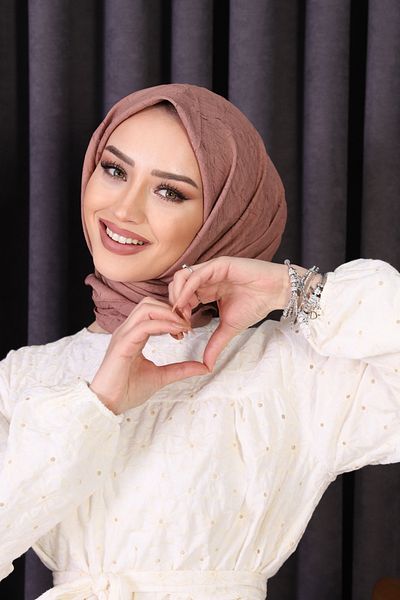 shalby Φουλάρι Hijab Bamboo Kraş Μαλακό Καφέ