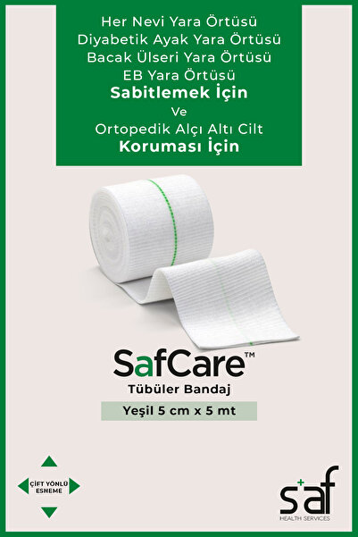 SafCare İki Yöne Esneyebilen Tübüler Bandaj-yara Örtüsü Sabitleme-alçı Altı K...