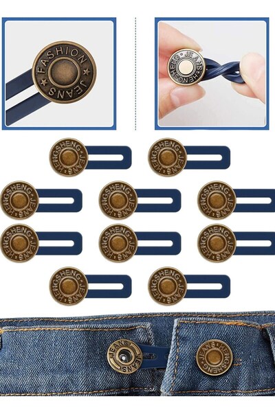 Genel Markalar Kot Pantolon Bel Genişletici Yedek Kot Düğmeleri 10 Adet Sihir...