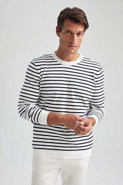 DeFacto Светр у смужку з вирізом горловини стандартного крою A9713ax23au