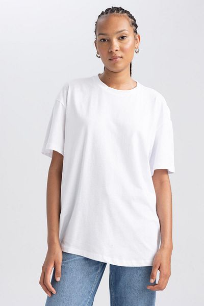 DeFacto Übergroßes Kurzarm-T-Shirt mit Rundhalsausschnitt