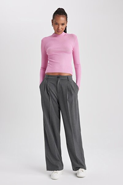 DeFacto Široká noha dvojitá kapsa Kalhoty standardní délky s vysokým pasem B0893ax23au