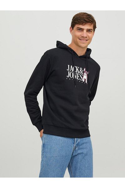 Jack & Jones Jack Jones Beware Sweat Hood Fst Men's Black Sweatshirt 12244219-02