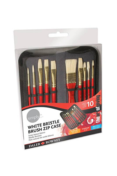 Daler Rowney White Bristle 10`lu Çantalı Fırça Seti