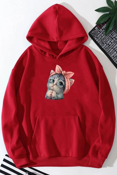 Trend Sizde Hanorac unisex cu imprimeu cu pisici drăguțe