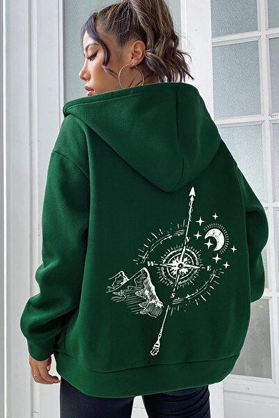 Trend Sizde سويت شيرت مطبوع بظهر البوصلة للجنسين