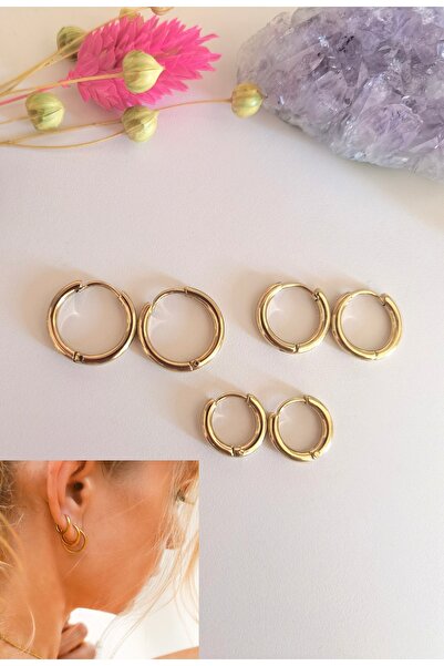 Bylin Takı طقم أقراط دائرية من الفولاذ الجراحي - سماكة 2 ملم - قطر الحلقة 8 م...