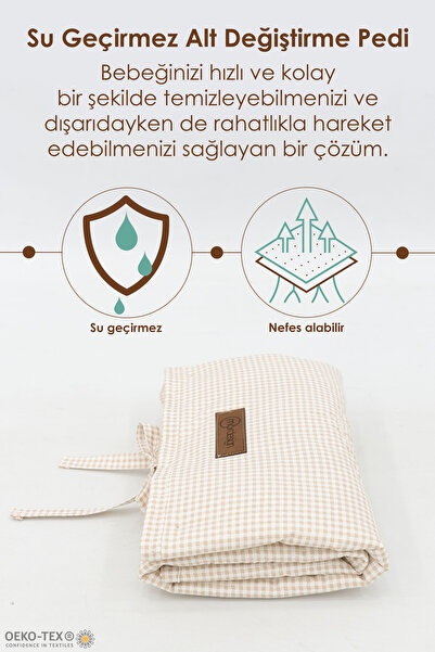 mordesign 3'lü Bebek Bakım Seti; Keçe Anne Bebek Organizeri, Su Geçirmez Alt Değiştirme Pedi, Alt Açma Çantası