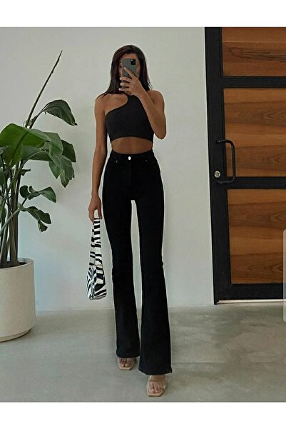 MAKRAS EXCLUSIVE Blugi spanioli Emily Golden Black cu talie înaltă din Lycra ...