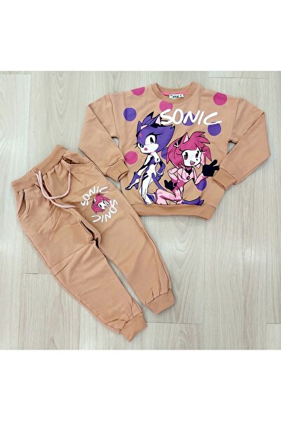Lunays Sonic Printed Coffee Girl Tracksuit Set with Pockets