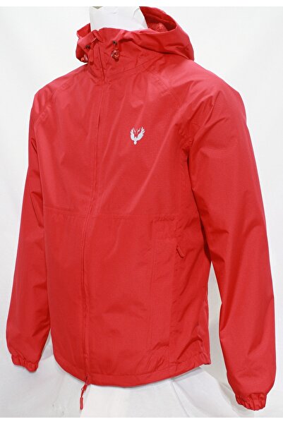 Mudeir Raincoat Kaftan Red Hooded Water Resistant Tactical Outdoor Tactical Windproof with Pockets