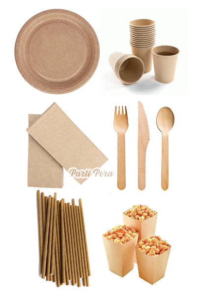 parti pera Kraft Tabak Bardak Peçete Pipet Popcorn